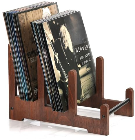 QILICHZ Records Holder,3-Tier Vinyl Record Storage,60LP's Vinyl Record Holder Stand,Wood Album Storage for Vinyls Records Album Book Magazine File