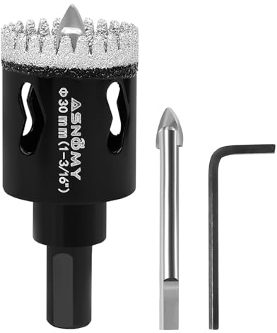 ASNOMY 30mm Diamant Lochsäge mit Zentrierbohrer,Gezahntes Diamantbohrer Diamant Fliesenbohrer,Diamant Bohrkron Glasbohrer zum Bohren für Glas, Fliesen, Porzellan, Granitstein