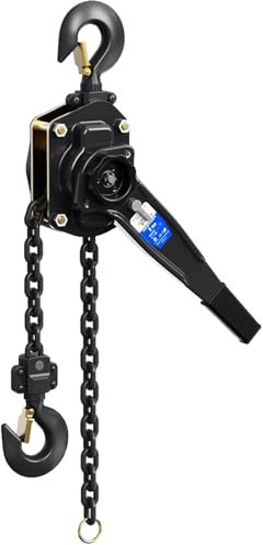 Manual Lever Hoist with Double Pawl Brake G80 Manganese Steel Chain 360 Degree Rotating Hook Chain Puller Hoist Heavy Duty Reliable Lifting Tool for Lifting and Rigging Applications(3ton-5ft)