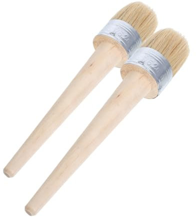 UKCOCO Lot De 2 Pinceaux à Pochoir en Bois 50 Mm Brosse Peinture Acrylique Et Huile Outil Décoratif pour Meubles, Bricolage Et Murs