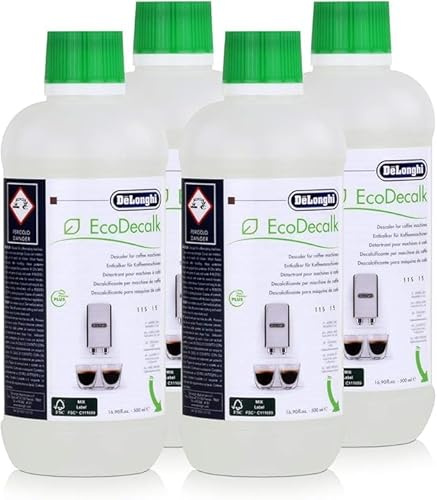 kit 4x500ml Decalcificante flacone bottiglia EcoDecalk ecologico, 4 x 500 ml ADATTO PER DELONGHI PER RIVELIA -ESAM - ETAM - ECAM-macchine a capsule e con braccetto manuali
