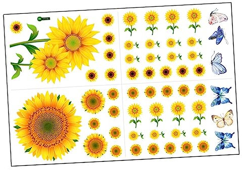 Toyvian 4blätter Wandtattoo Mit Abnehmbaren Sonnenblumen Und Schmetterlingen Für Kinderzimmer Wohnzimmer Und Dekoration Kreative Wandgestaltung Für Verschiedene Oberflächen