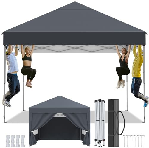 Gazebo 3x3M Pieghevole Giardino Impermeabile Tende per Gazebo Resistente Facile da Montare Ideale per Eventi allaperto Protezione Sole e Pioggia Stabile per Uso Domestico, Antracite
