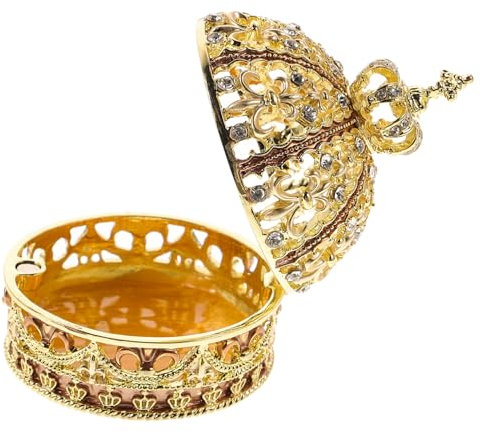 Homoyoyo Ringbox Hochzeit Krone Form Vintage Schmuck Organizer in Roségold - Kristall Ringbox Für Verlobungsring Und Hochzeitsring - 7x6cm Elegante Aufbewahrung Für Schmuckstücke