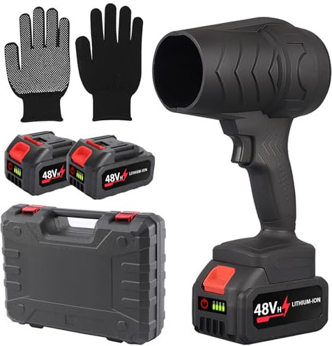 Rouzin Akku-Laubbläser Turbo Gebläse, mit 2 Akkus, Elektrische Staubgebläse Mini Akku Gebläse, Tragbares Kabelloser Laubbläser mit Handschuhe und Aufbewahrungsbox