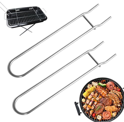 YALiya 2 Pezzi Sollevatore per Griglia per Barbecue,Pinza per Sollevamento Griglia Griglia per Impieghi Gravosi Impugnatura Antiscivolo ed Ergonomica, Accessorio per Barbecue, Utensili da Campeggio