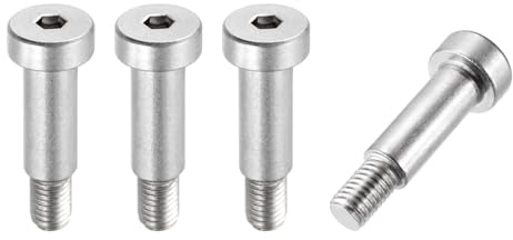 sourcing map 4 Pcs 304 Stainless Steel Shoulder Bolt 10mm Shoulder Dia 20mm Shoulder Length M8x1.25 Thread Hex Socket Shoulder Bolts for Hydraulic Injection Molding Machinery Industries