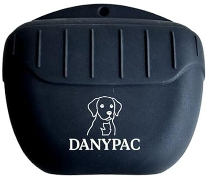 DANYPAC Bolsa de Entrenamiento para Perros, Portachuches de Silicona, con Clip, Disponible en Rojo y Negro (Negro (Unidad))
