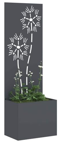 vidaXL Garten Sichtschutz-Leinwand Floral Anthrazit 50 x 32 x 150 cm, Garten und Terrasse, rechteckige Deko-Einlagen, Sichtschutz, moderner Stil, Landschaftsgestaltung