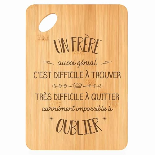 Planche à découper Un Frère aussi génial - Plateau Apéro en Bambou Cadeau Gravé pour Homme Anniversaire Famille Cuisine Barbecue