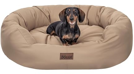PillowPrim Hundebett | Hundekörbchen für kleine, mittelgroße und große Hunde | Hundekissen | Hundesofa | EInfach zu reinigen | XL - 93x74 cm | Beige