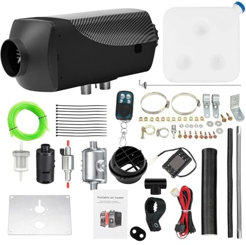 WUGMCNFBC Riscaldatore d'Aria Diesel da 12 V, 5 kW-8 kW, con Monitor LCD con Telecomando, Riscaldamento rapido e Silenzioso, per Auto, Camion, Barche, Autobus, Camper e rimorchi. (Nero)