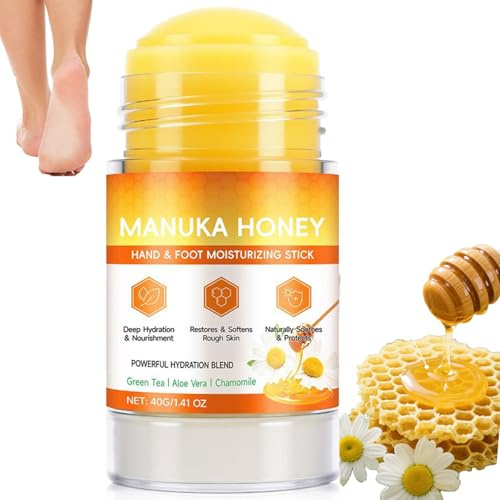 Manuka Honey Hand & Foot Balm Stick – Deep Moisturiser for Dry, Rough Skin, Cracked Heels & Hands, Fast-Absorbing Non-Greasy, Portable Solid Hydration (1PCS)