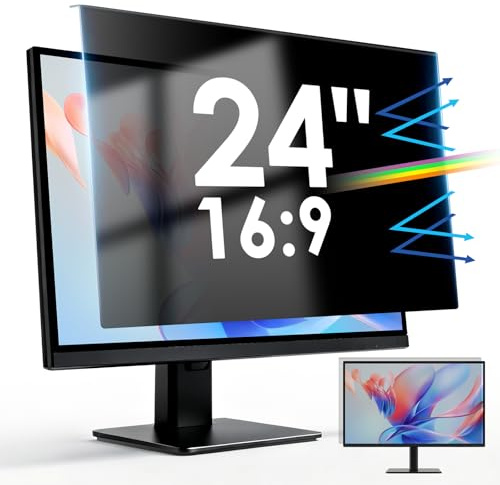 SOPPY 24 inch Hanging Computer Privacy Screen Protector Shield for 16:9 Widescreen Monitor Desktop PC, Anti Glare Eye Protection Removable Filter, Blue Light Screen Protector Film (WxH: 540x340mm)