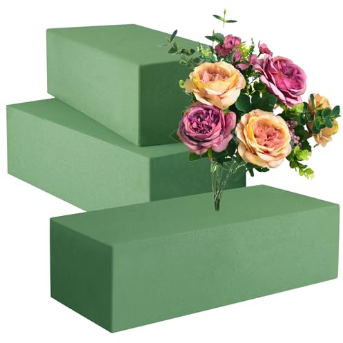 Xinjiayi Floral Foam 3 Pcs Green Wet-Dry Flower Foam | 23×10.5×7cm Flower Foam for Fresh Flower Arrangements DIY Crafts Foam for Flowers Arts, Weddings,Floral Foam Block Displays