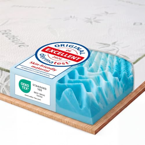 BEDSURE Topper Viscoelástico 90x190cm H2/H3 - Fibra bambú Transpirable 7cm