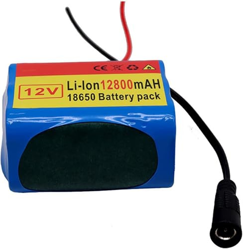 Batería de litio de 12 V, 12800 mAh, con cargador de 12,6 V, 2 A, tarjeta de protección BMS integrada, baterías recargables de litio (12 V, 12800 mAh)
