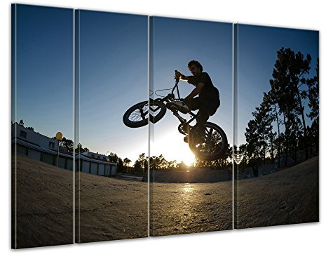 Bilderdepot24 Keilrahmenbild BMX - 180x120 cm quer mehrteilig Keilrahmenbilder Bilder als Leinwanddruck Fotoleinwand Kunst & Life Style Sport Fahrrad - Freestyle auf der Halfpipe