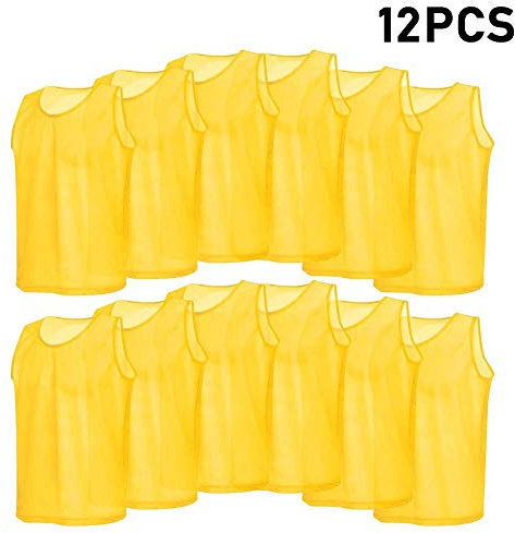 12er/Set Trainingsleibchen Erwachsene, Fußball Leibchen Trainingsweste Trainingsleibchen Markierungshemd für Volleyball Fußball Basketball (Farbe : Gelb)