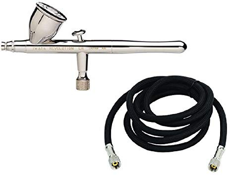 Airbrush Iwata Revolution HP-CR mit geflochtenem Luftschlauch Fengda 3m passend 1/8 -1/8