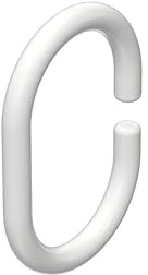 INTERDECO Duschvorhangringe, aus Kunststoff, Weiß, oval, offene Duschringe, für Duschstangen und Duschvorhänge, 60 x 42 mm, Typ 2126501, 24 Stück