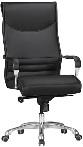 FineBuy Bürostuhl XXL Kunstleder Schwarz mit Armlehnen, bis 150 kg | Chefsessel mit breiter Rückenlehne und Sitzfläche, Schreibtischstuhl höhenverstellbar, Multiblockwippmechanik