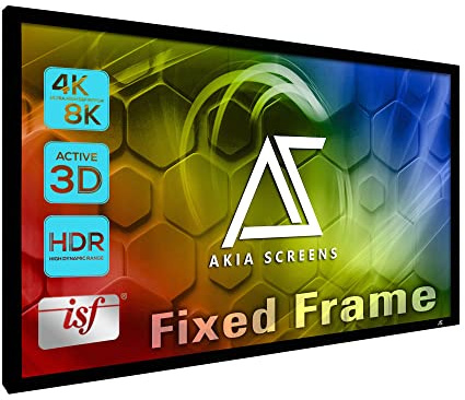 Akia Screens Fixed Frame Projector Screen 120-Inch, 16:9, Wall Mount, CINEWHITE UHD-B, 4K/8K Ready, Indoor Home Theater, AK-FF120WH2