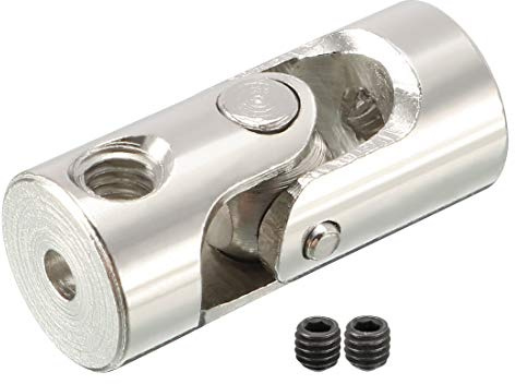 sourcing map Universalgelenk L18XD8, 1 x, Kupplung, M3, Edelstahl, NUTS, 18 x 8mm, 2mm zu 2,3mm Innendurchmesser, Drehbar, Silberton, CHINA