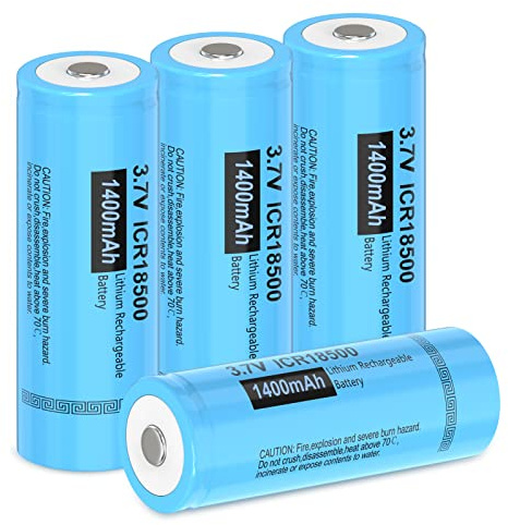 Piles Rechargeables 18500 ICR18500 Batterie au Lithium li-ION 3,7V 1400mAh pour Lampe de Poche,Lot de 4,PKCELL,(Veuillez Noter Les informations de Taille)