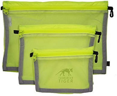 Tasmanian Tiger TT Mesh Pocket Set Safety Yellow High Vis Rucksack Organizer Zusatztaschen