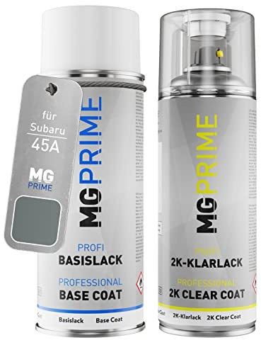MG PRIME Autolack Set Spraydose für Subaru 45A Metal Grey Metallic +2K | Urban Grey Metallic, Set aus Basislack + 2K Klarlack, Sprühdosen 400ml