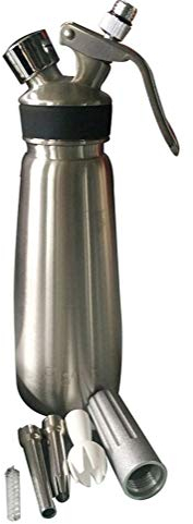 KUANDARM Cocina de Espuma Dispensador de Crema de Nata Acero Inoxidable Profesional 3 boquillas para el Postre de Fiesta Amigos casa, Regalo de Mujer, 500ml