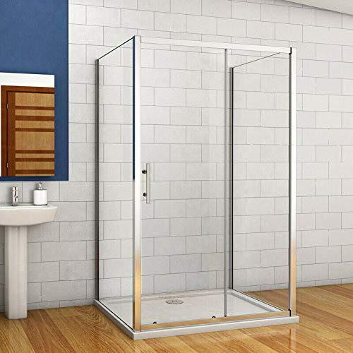 Aica Sanitär Duschkabine Duschabtrennung 120x80x80cm U Form duschkabine Dusche Seitenwände Schiebetür Gleittür H190cm