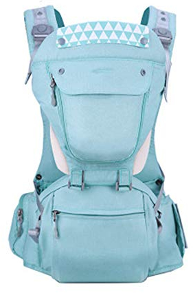 WPHH Ergonomische Babytrage Babytragetasch Infant Baby Hipseat Taille Träger Vorne Känguru Kindertrage Für Baby Reise 0-36M,Grün