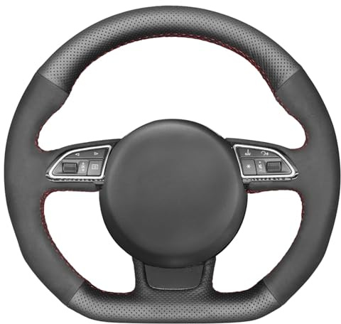 MEWANT Passgenauer Lenkradbezug zum Nähen für aus Leder für Audi A1 A3 | aus Leder für Audi A1 2016-18/A3 2012-16/A4/A5/A5/A6/A7/Q3/Q5/S1/S3/S4/S5/S6/S7/RS 3/RS 4/RS 5/RS 6/RS 7/RS Q3 Atmungsaktiv
