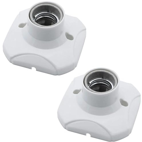 2Pcs E27 Light Bulb Socket Holder Screw square Ceramic Lamp Base for Bulb Halogen LED Lighting DIY Energy Saving Lamps Ceiling Socket White