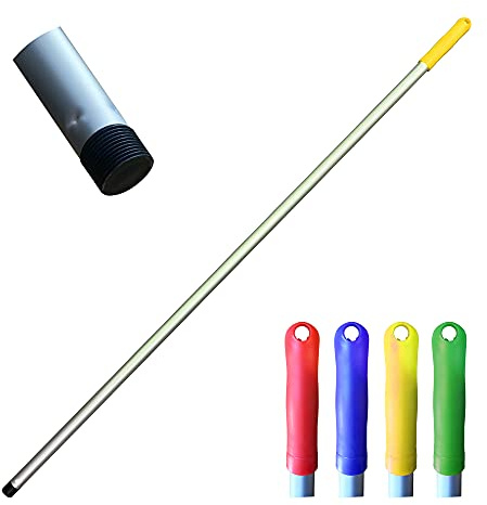 Colour Coded Mop and Broom Handle Replacement – 120cm Long Aluminium Mop and Broom Handle Screw End, Interchangeable that Fits Most Brush and Head (Yellow)