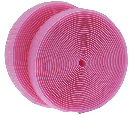 IHKFILAN 2 cm x 4.57 m roll of Hook and Loop, Sew On Nylon Fabric Tapes (not Adhesive) Both Sides Included,Pink