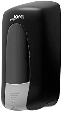 Jofel - Dosificador de Jabón para Pared, Recargable con Cartuchos de Espuma y Gel con Capacidad de 1L, Dispensador Jabón Baño, Válvula Anticorrosión y Antigoteo, Carcasa ABS, Aitana AC73600, Negro