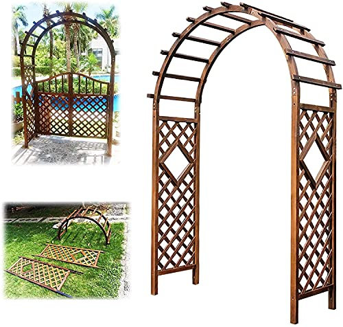 CHFQ Arco da Giardino pergolato in Legno da 120 cm, Traliccio ad Arco per pergola all'aperto per Piante rampicanti, Decorazione per Feste Nuziali, Resistente alle intemperie, Facile da Montare, 1,