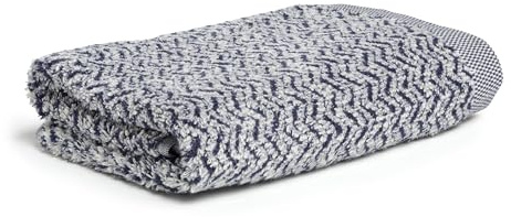Möve Brooklyn Fischgrat Handtuch 50 x 100 cm aus 85% Baumwolle / 10% Viskose / 5% Leinen, Nature/deep sea