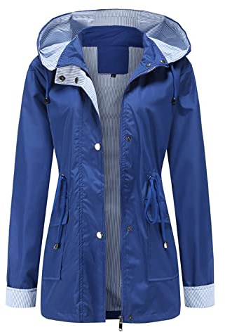 MODFUL Women Long Sleeve Rainproof Jacket Waterproof Windbreaker Hooded Lightweight Windproof Outdoor Coat
