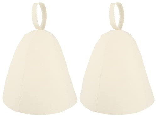 2 Stücke Saunahut Filz Sauna Mütze Filzhut Saunakappe Badekappe Filzkappe Wollfilzmützen für Damen Herren Dusche Sauna Zubehör Kopfbedeckung Weiß