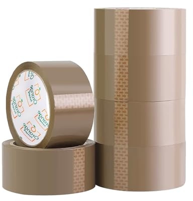 Orange packaging Lot de 6 rouleaux de ruban adhésif d'emballage marron - 48 mm x 66 m - Pour boîtes d'emballage, rangement et expédition