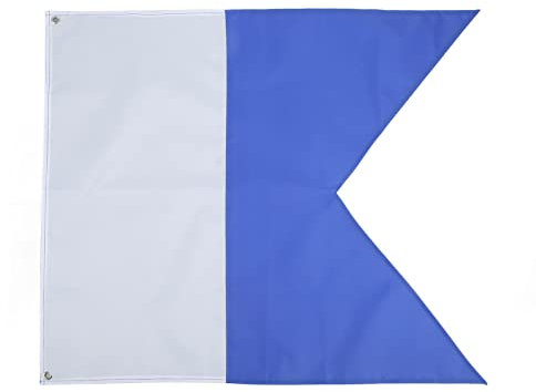 Drapeau de plongée international en polyester bleu et blanc - Drapeau de plongée universel - 70 x 60 cm - Pour plongée sous-marine, plongée avec tuba, plongée sous-marine
