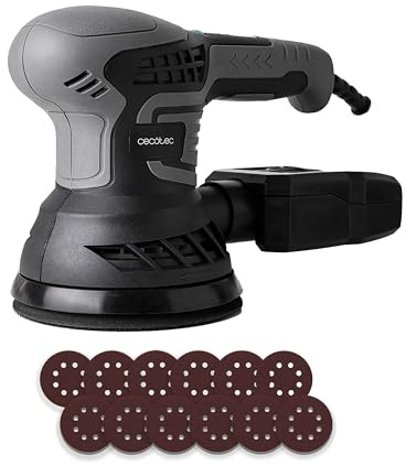 Cecotec Ponceuse Rotative PerfectSurface 350 Rotate. 350W, 13000 tr/min, 12 Rechanges, Réservoir à Poussière, Connexion pour l'Aspirateur, Double Mouvement Excentrique, 26000 mvt/min, Câble de 3m