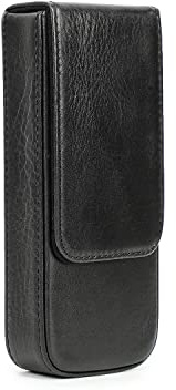 Hiram Bärbar pennhållare i läder med dold magnetisk stängning och pennhållare, avtagbar design, Svart, For 3 Pens, Handväskearrangör