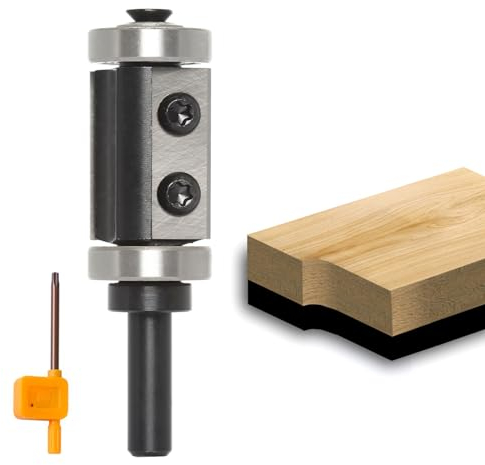Sinoprotools Wendeplatten Bündigfräser,8mm Schaft Bündiger Fräser Schnittlänge 30mm,mit Austauschbare Hartmetall(HW),mit Kugellager am Schaft&Oben,for Holzbearbeitung Bündig Trimmen.（S=8,Ф=22,I=30)