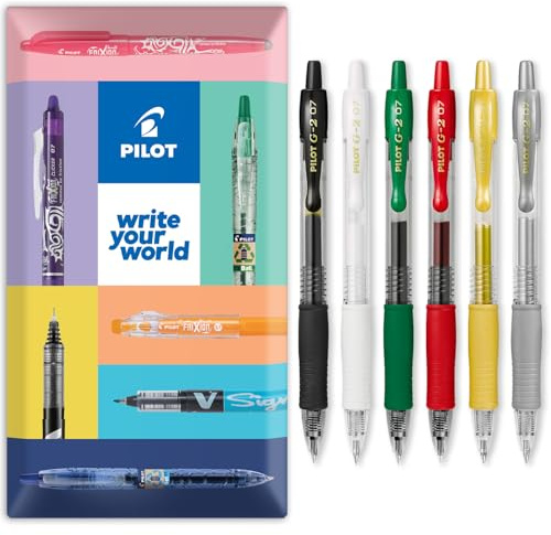 PILOT G-2 Gel-Tintenroller, einziehbar, 0,7 mm Spitze, in Umschlag, Geschenkverpackung, 6 Stück, Weihnachtsfarben