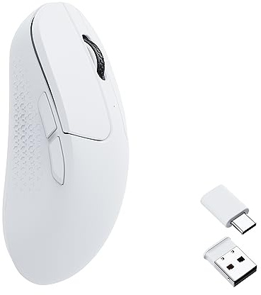 Keychron M3 Mini Wireless Optical Mouse, Bluetooth 5.1/2.4 GHz/Wired Gaming Mouse, Programmable PixArt 3395 Sensor with up to 26,000 DPI/ 650 IPS, Lightweight Ergonomic for Windows Mac Linux - White
